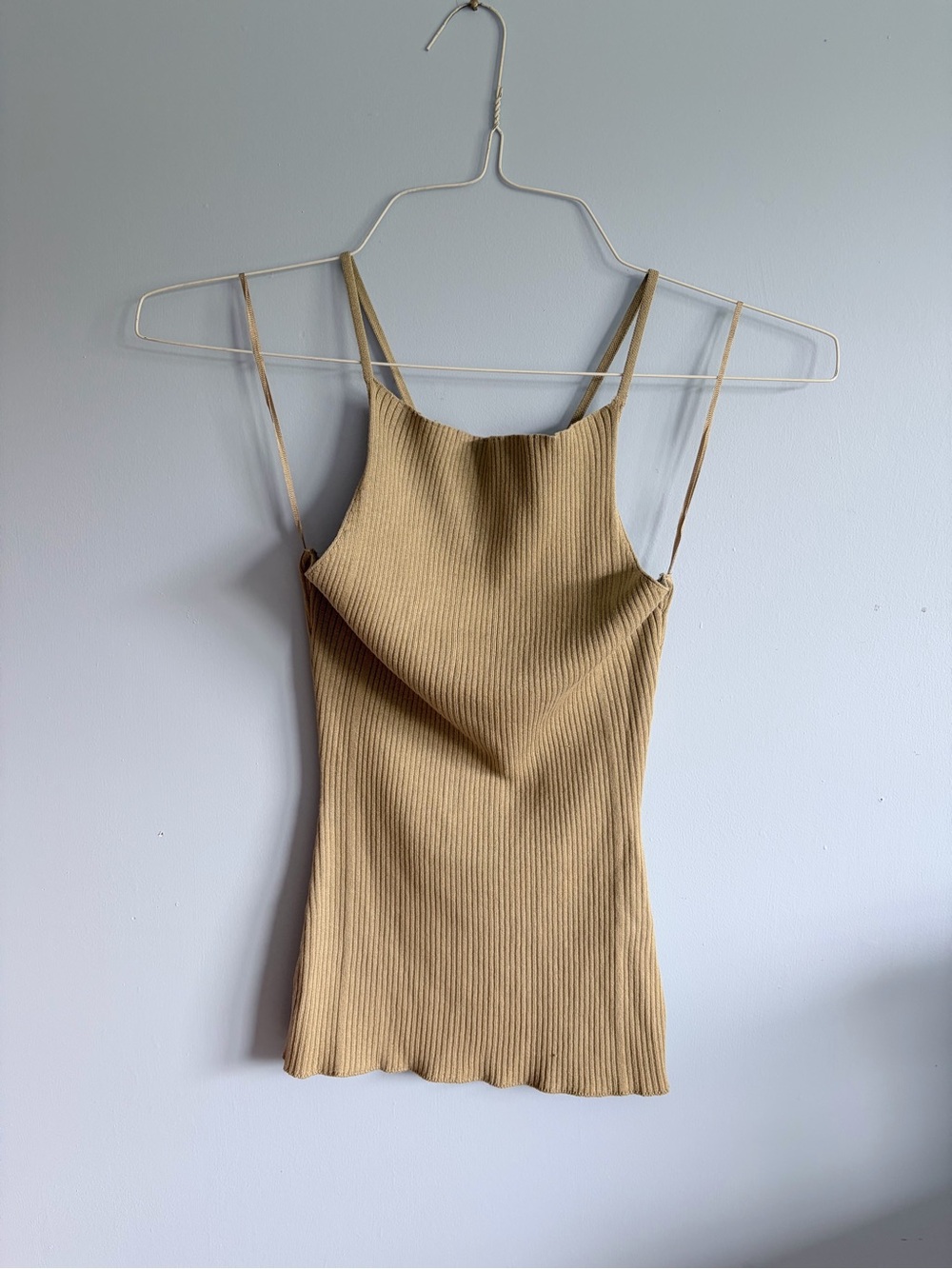 NWT Zara Ribbed High Neck Olive Tank